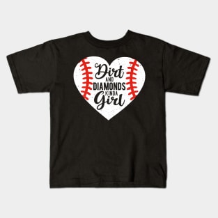 Dirt and Diamonds Kinda Girl Baseball Kids T-Shirt